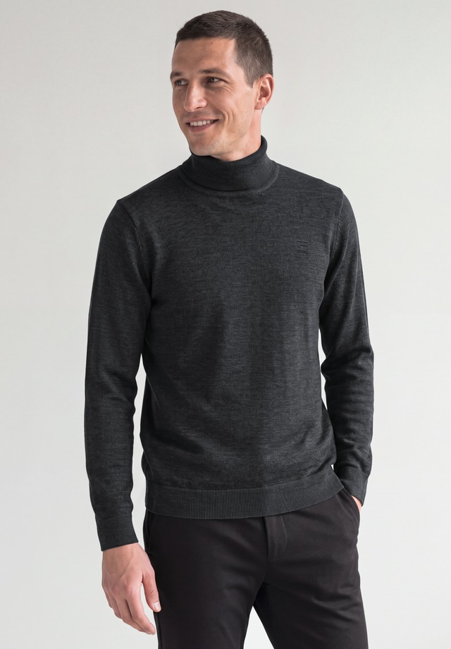 STREET ONE MEN Rollkragenpullover aus reiner Baumwolle