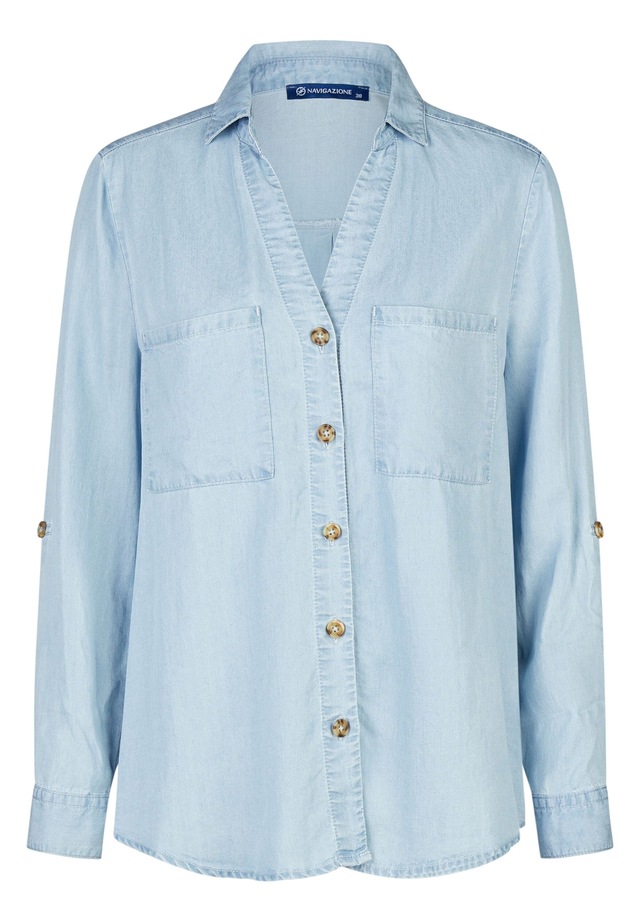 NAVIGAZIONE Jeansbluse »NAVIGAZIONE Bluse« leichter Denimstoff