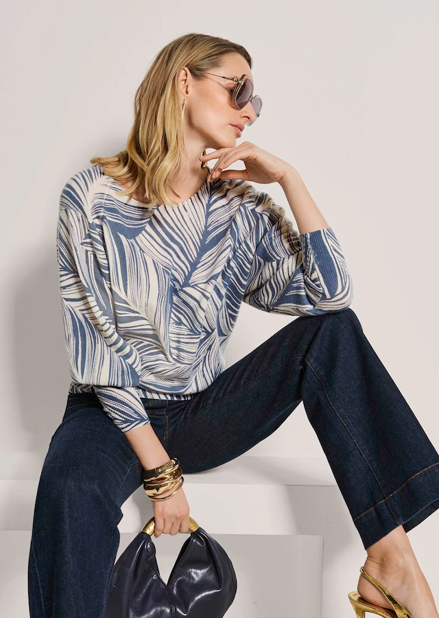 MADELEINE Longpullover »Pullover Kaschmirpullover mit Blätterprint«