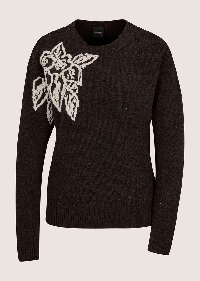 MADELEINE Longpullover »Pullover Strickpullover mit Blumenmotiv«
