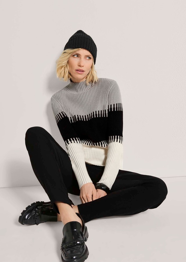 MADELEINE Longpullover »Pullover Rippstrick-Pullover mit Blockstreifen«
