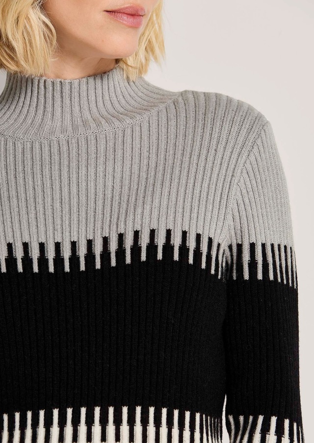 MADELEINE Longpullover »Pullover Rippstrick-Pullover mit Blockstreifen«