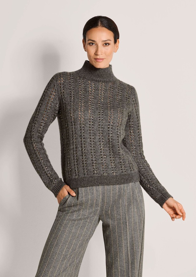 MADELEINE Longpullover »Pullover Glänzender Ajour-Pullover«