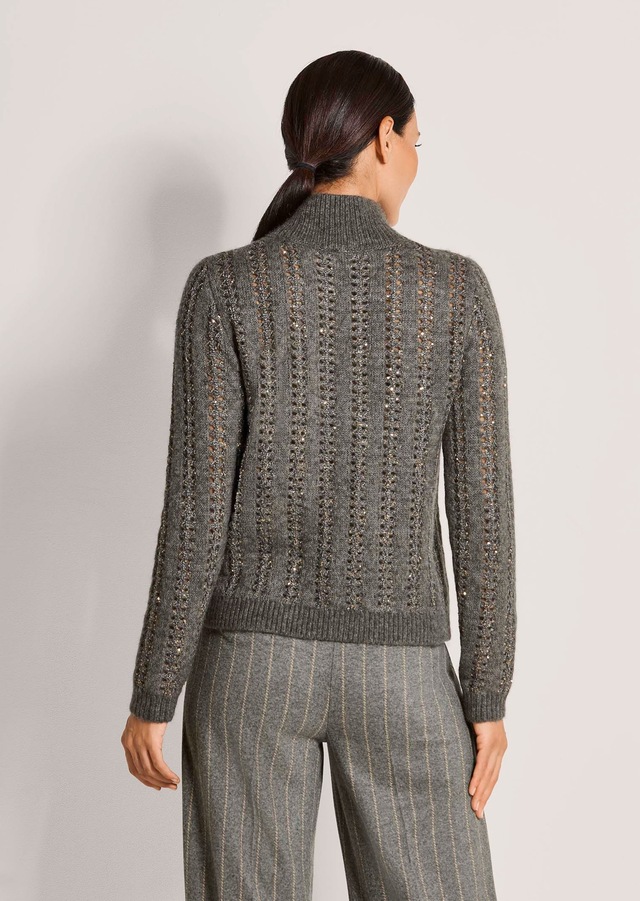 MADELEINE Longpullover »Pullover Glänzender Ajour-Pullover«