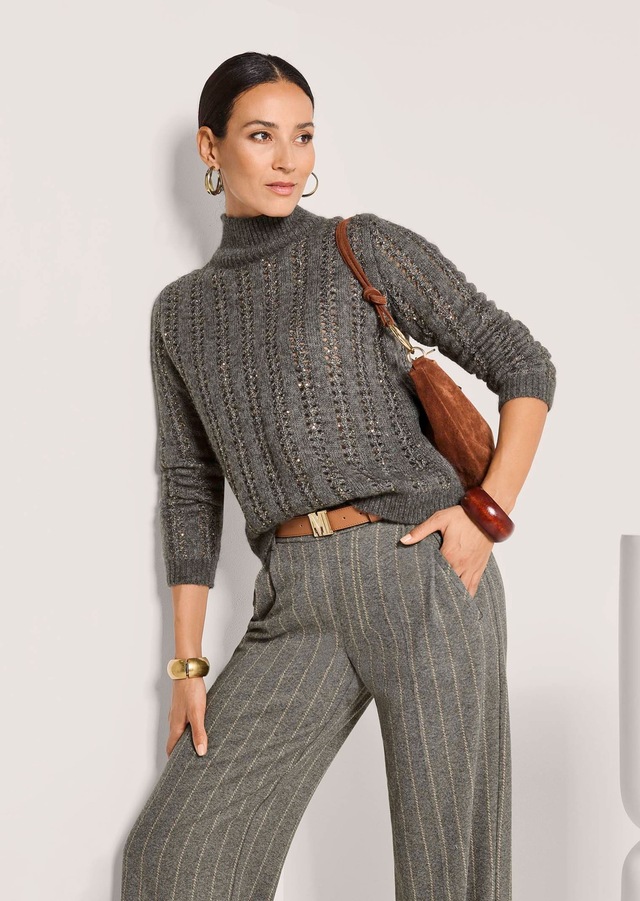 MADELEINE Longpullover »Pullover Glänzender Ajour-Pullover«