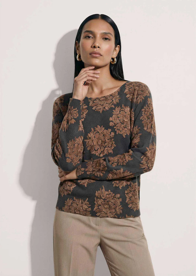MADELEINE Longpullover »Pullover Kaschmirpullover mit Blüten-Print«