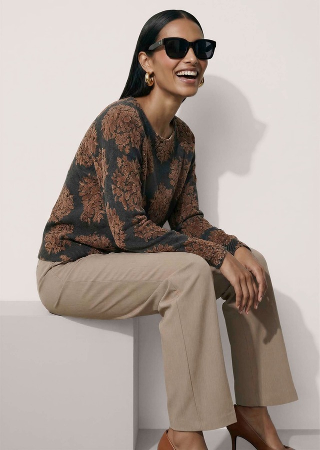 MADELEINE Longpullover »Pullover Kaschmirpullover mit Blüten-Print«