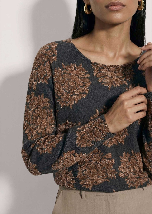 MADELEINE Longpullover »Pullover Kaschmirpullover mit Blüten-Print«