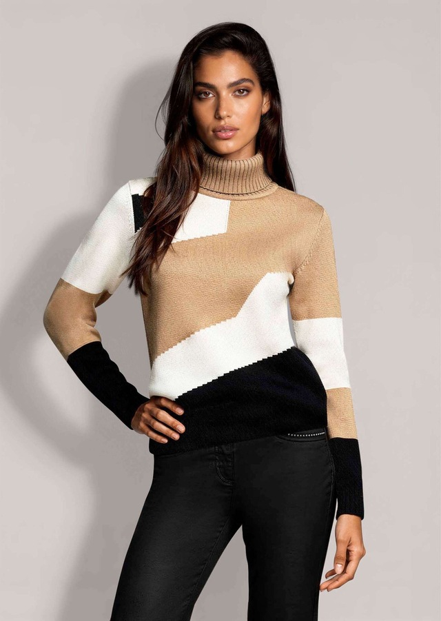 MADELEINE Longpullover »Pullover Rollkragen-Pullover mit Jacquard«