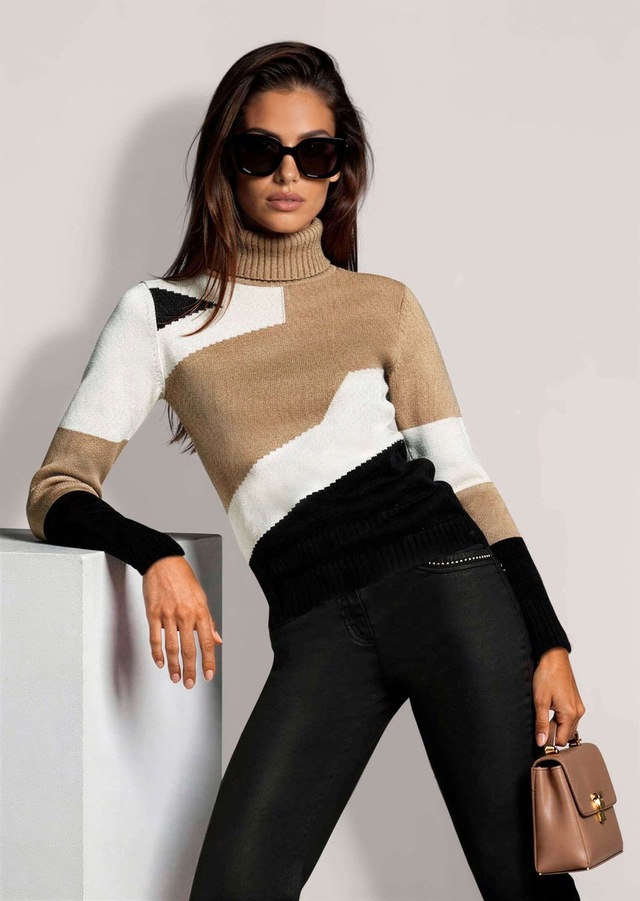 MADELEINE Longpullover »Pullover Rollkragen-Pullover mit Jacquard«