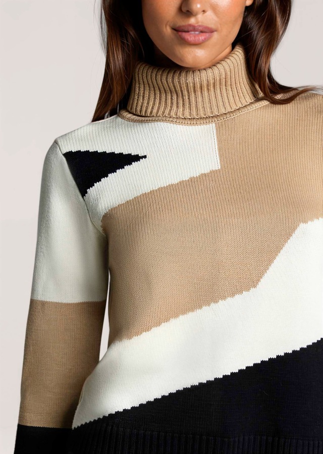 MADELEINE Longpullover »Pullover Rollkragen-Pullover mit Jacquard«