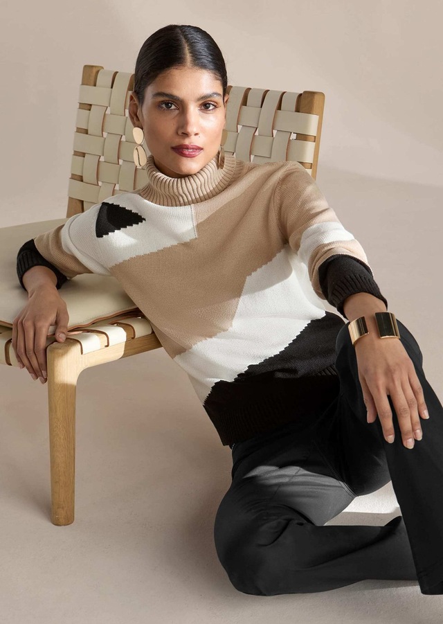 MADELEINE Longpullover »Pullover Rollkragen-Pullover mit Jacquard«