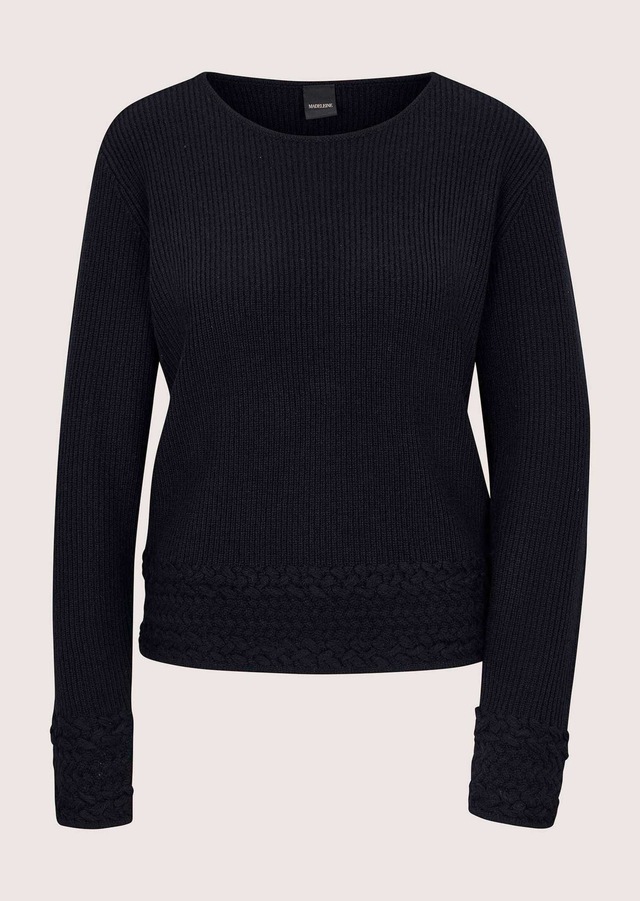 MADELEINE Longpullover »Pullover Rippstrick-Pullover mit Zopfdetails«