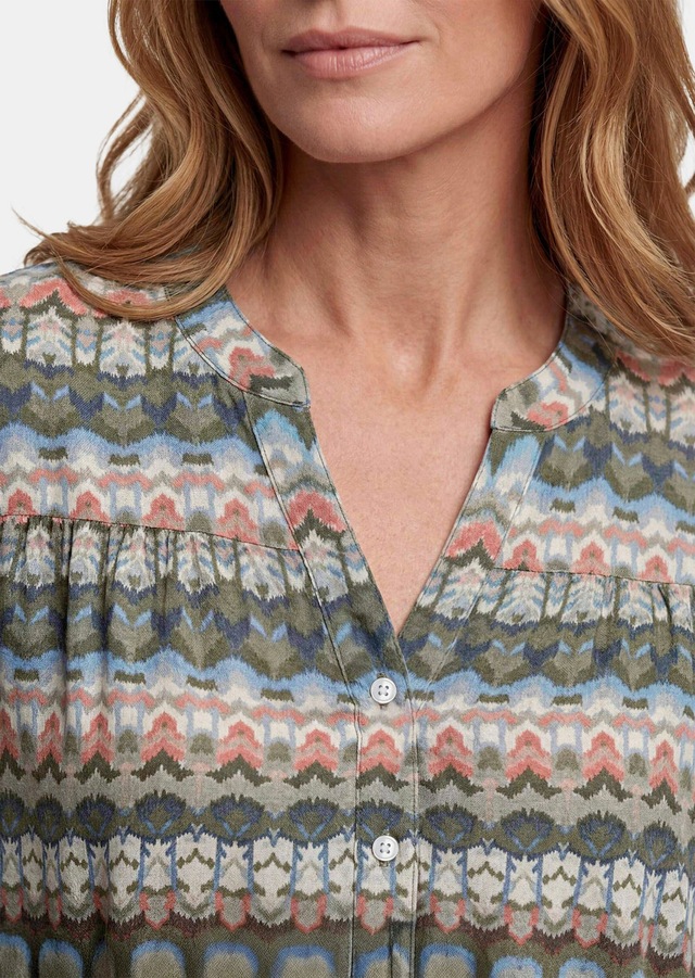 GOLDNER Druckbluse »Kurzgröße Feminine Bluse im Country-Stil« Sattel im Vorder und Rückteil