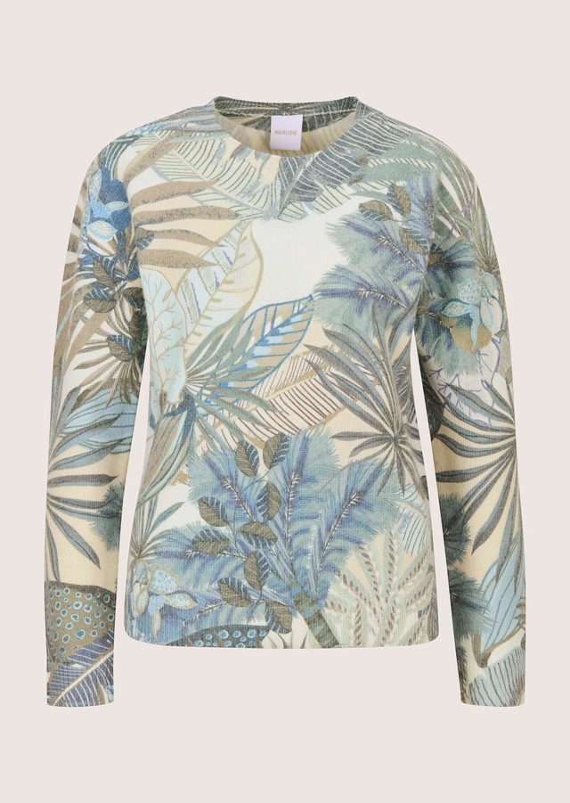 MADELEINE Longpullover »Pullover Strickpullover mit botanischem Print«