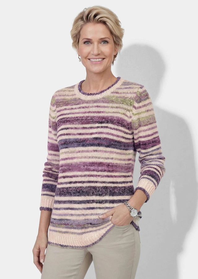 GOLDNER Rundhalspullover »Streifenpullover mit Struktur« Effektgarn mit verstrickt