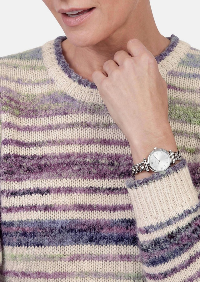 GOLDNER Rundhalspullover »Streifenpullover mit Struktur« Effektgarn mit verstrickt