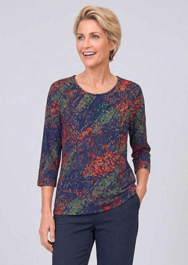 GOLDNER Print-Shirt »Kurzgröße Jerseyshirt in feinem Glanz« stretchbequmer Jersey