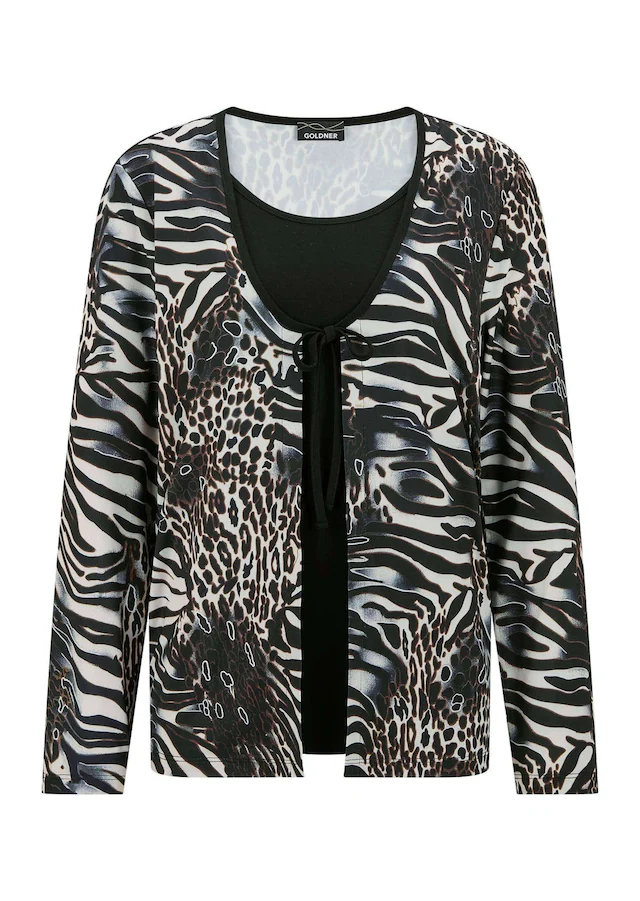 GOLDNER Langarmshirt »Kurzgröße 2-in-1-Shirt mit Animal Print« Shirt in Setoptik aus stretchbequemen Jersey