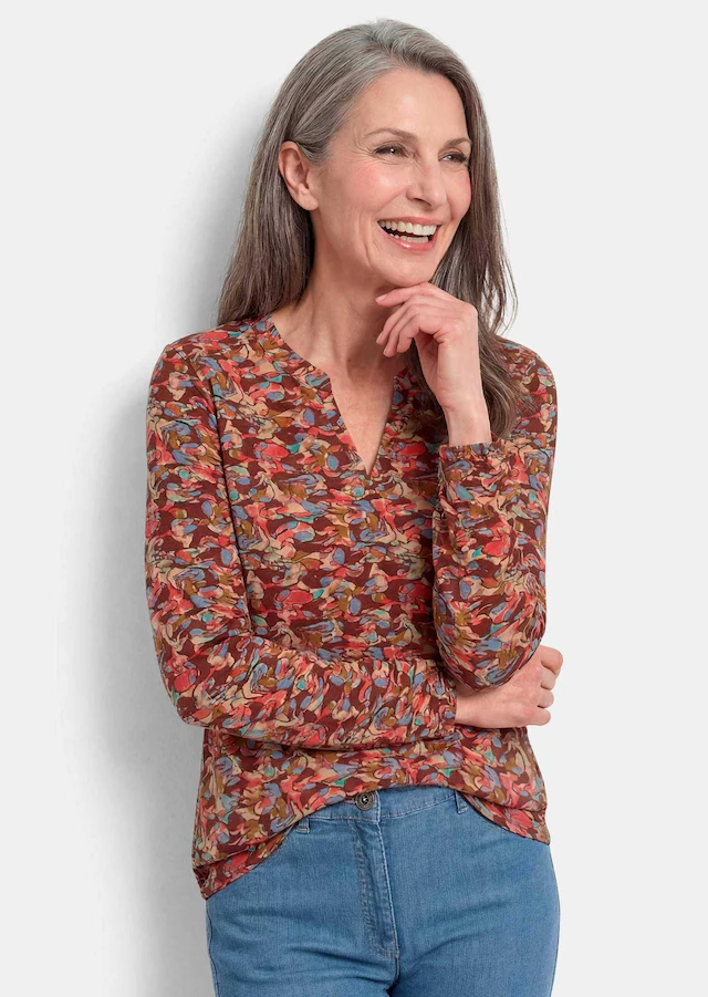 GOLDNER Schlupfbluse »Schlupfbluse mit Langarm« stretchbequemner Jersey