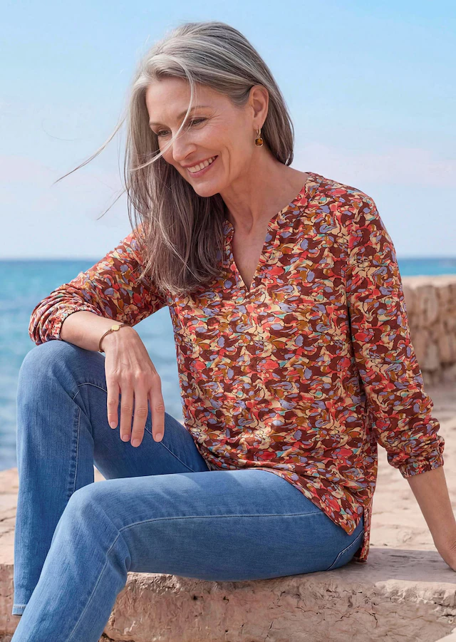 GOLDNER Schlupfbluse »Schlupfbluse mit Langarm« stretchbequemner Jersey