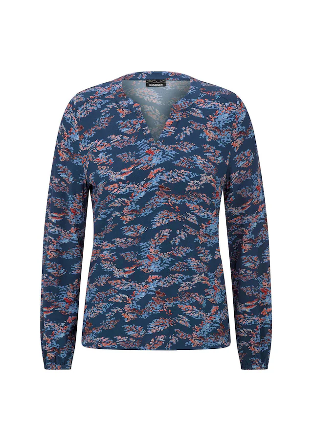 GOLDNER Schlupfbluse »Kurzgröße Jerseybluse mit Rundhals, V-Ausschnitt« stretchbequemer Jersey
