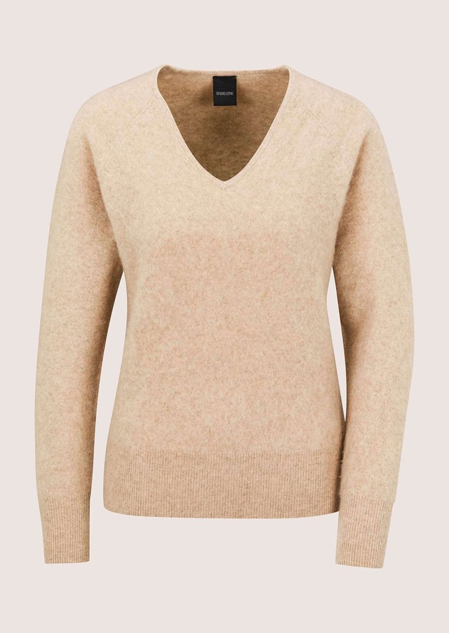 MADELEINE Longpullover »Pullover Schurwoll-Pullover mit V-Ausschnitt«