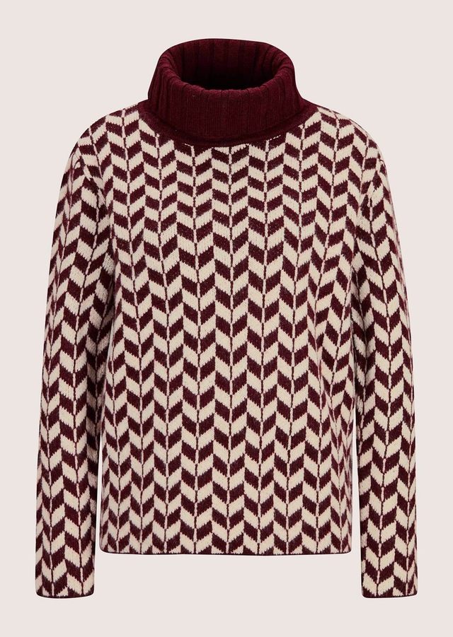 MADELEINE Longpullover »Pullover Rollkragenpullover mit Zickzack-Muster«