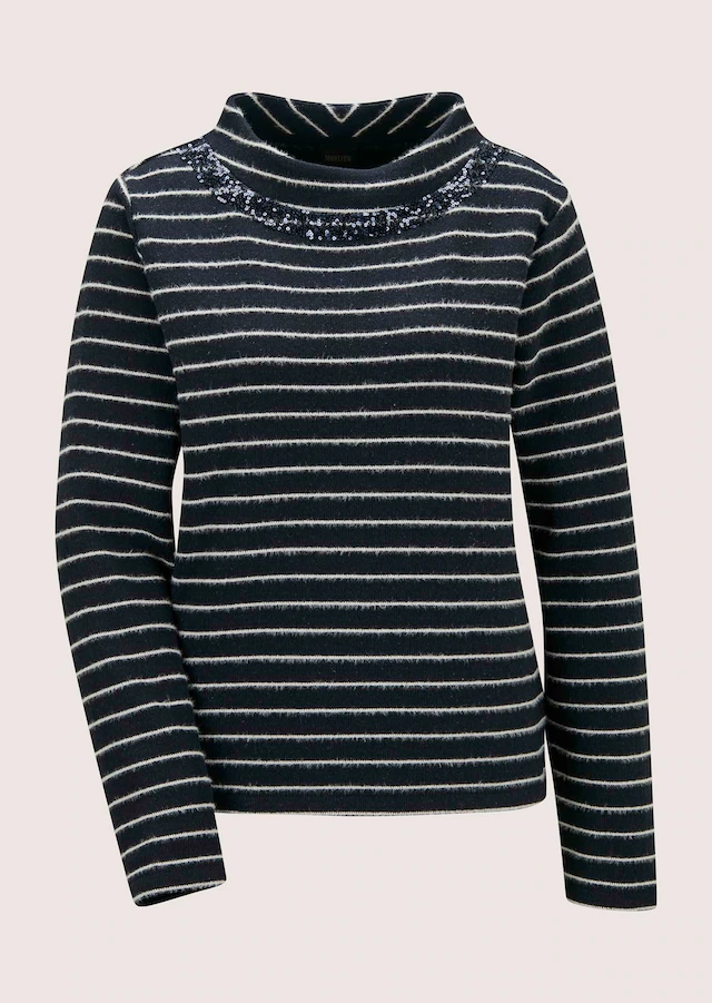 MADELEINE Langarmshirt »Shirt Ringelshirt mit Paillettenband«
