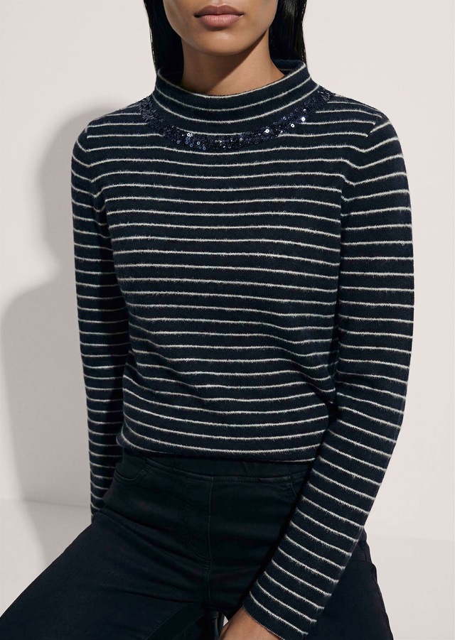 MADELEINE Langarmshirt »Shirt Ringelshirt mit Paillettenband«
