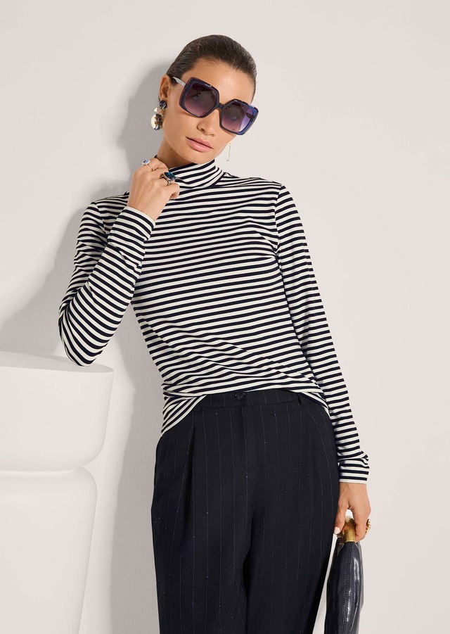 MADELEINE Langarmshirt »Shirt Ringelshirt mit Rollkragen«