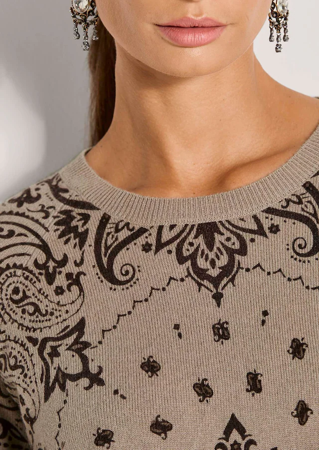 MADELEINE Longpullover »Pullover Kaschmirpullover mit Paisley-Muster«