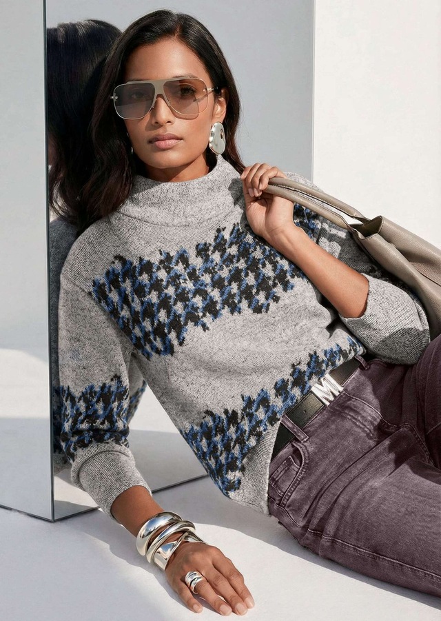 MADELEINE Langarmshirt »Shirt Jacquard-Sweatshirt mit Hahnentritt«