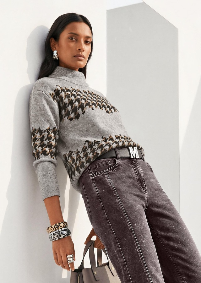 MADELEINE Langarmshirt »Shirt Jacquard-Sweatshirt mit Hahnentritt«