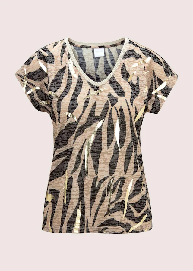 MADELEINE Kurzarmshirt »Shirt Animalprint-Shirt mit V-Ausschnitt«