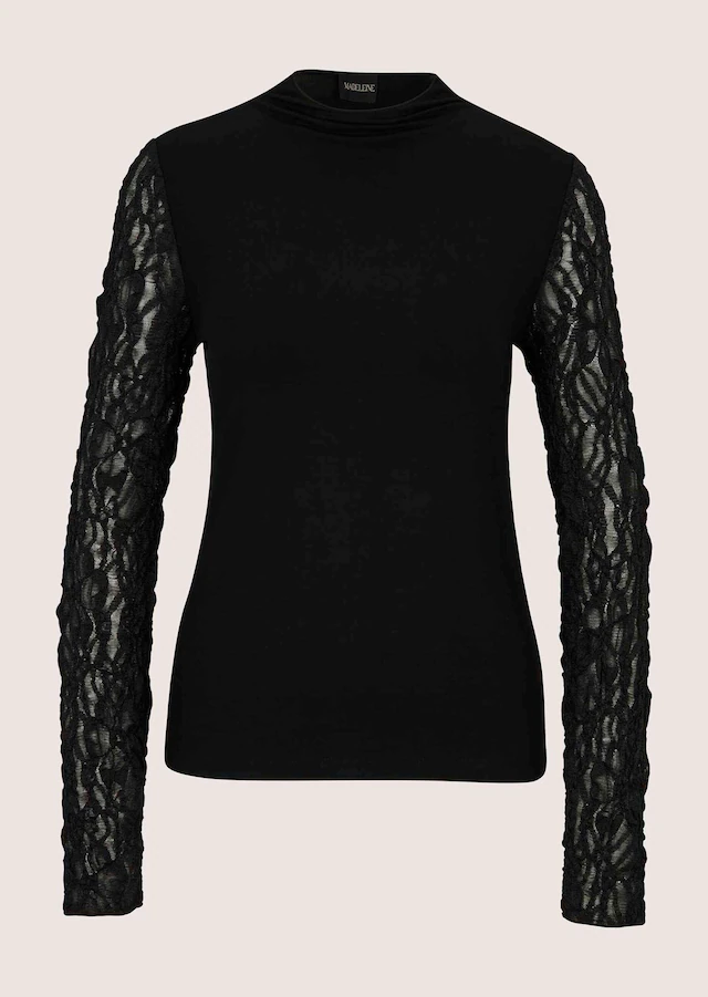 MADELEINE Langarmshirt »Shirt Stehkragen-Shirt mit Spitzenärmeln«