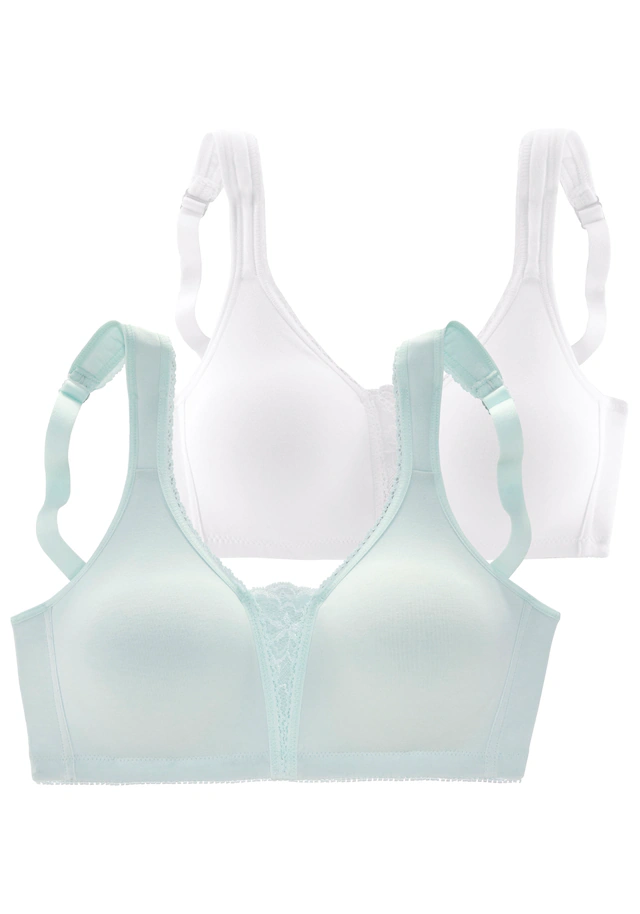 petite fleur by Lascana Soft-BH Packung, ohne Bügel, Baumwolle mit Spitzen-Details, große Größen, bequemer BH