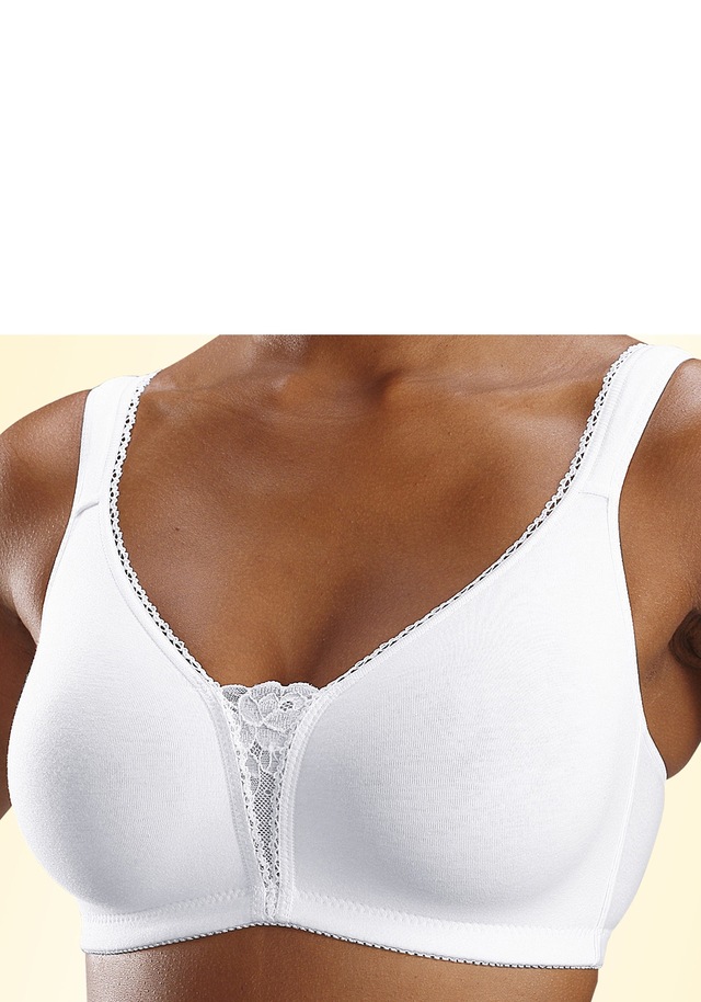 petite fleur by Lascana Soft-BH Packung, ohne Bügel, Baumwolle mit Spitzen-Details, große Größen, bequemer BH