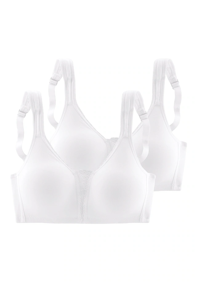 petite fleur by Lascana Soft-BH Packung, ohne Bügel, Baumwolle mit Spitzen-Details, große Größen, bequemer BH