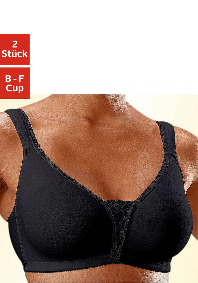 petite fleur by Lascana Soft-BH Packung, ohne Bügel, Baumwolle mit Spitzen-Details, große Größen, bequemer BH