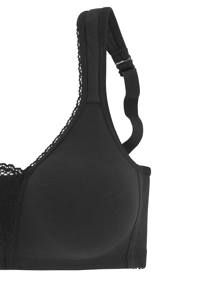 petite fleur by Lascana Soft-BH Packung, ohne Bügel, Baumwolle mit Spitzen-Details, große Größen, bequemer BH