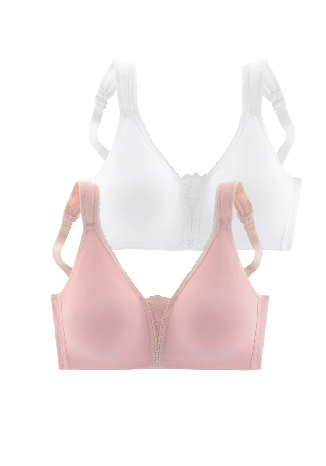 petite fleur by Lascana Soft-BH Packung, ohne Bügel, Baumwolle mit Spitzen-Details, große Größen, bequemer BH