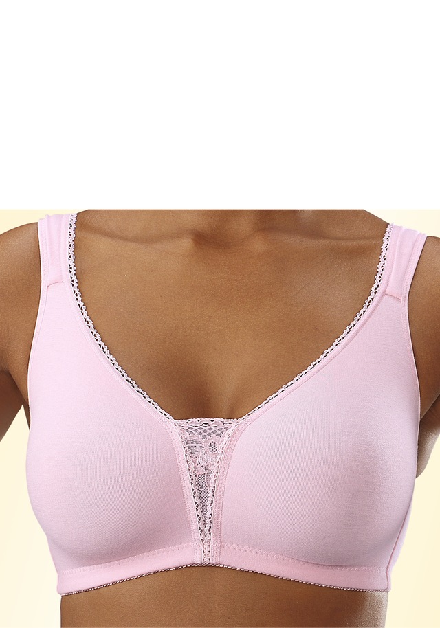 petite fleur by Lascana Soft-BH Packung, ohne Bügel, Baumwolle mit Spitzen-Details, große Größen, bequemer BH