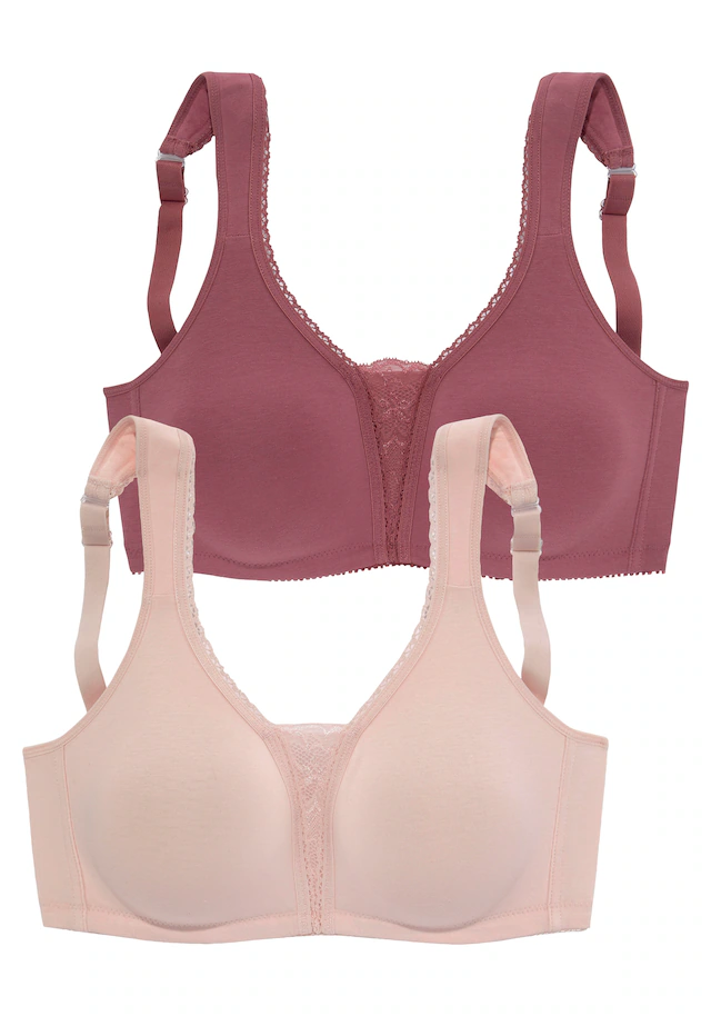 petite fleur by Lascana Soft-BH Packung, ohne Bügel, Baumwolle mit Spitzen-Details, große Größen, bequemer BH