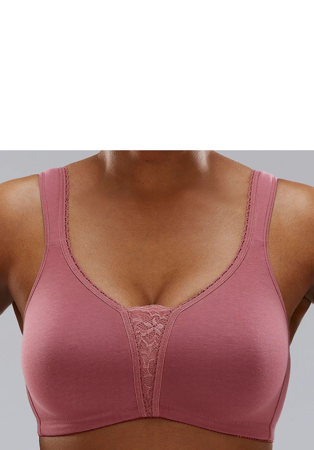 petite fleur by Lascana Soft-BH Packung, ohne Bügel, Baumwolle mit Spitzen-Details, große Größen, bequemer BH