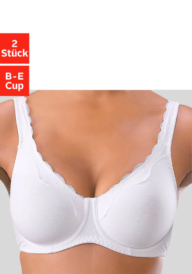 petite fleur by Lascana Bügel-BH Packung, aus Baumwolle mit breiteren Trägern – auch ideal für große Größen