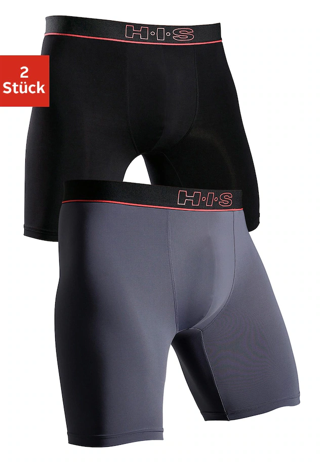 H.I.S Funktionsboxer Packung, 2 Stk. in sportiver Optik mit langem Bein in Microfaser-Qualität