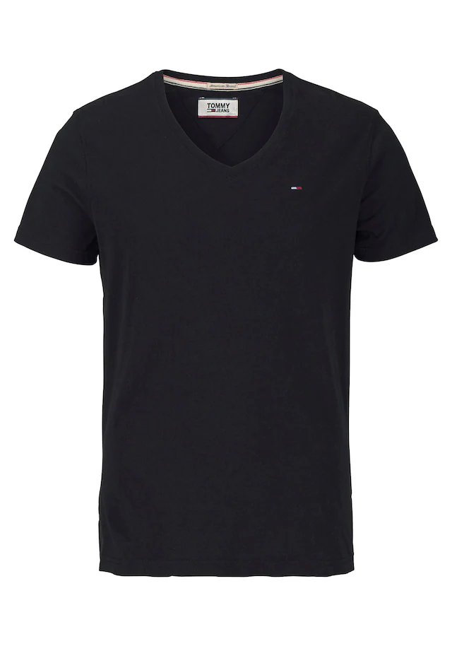 Tommy Jeans T-Shirt »TJM ORIGINAL JERSEY V NECK« mit V-Ausschnitt und dezenter Logo-Flag