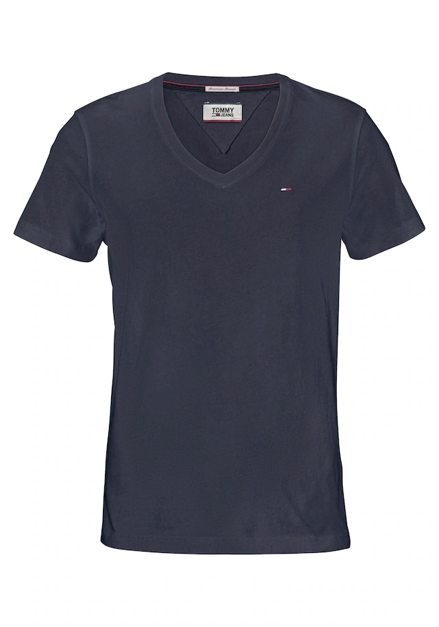 Tommy Jeans T-Shirt »TJM ORIGINAL JERSEY V NECK« mit V-Ausschnitt und dezenter Logo-Flag