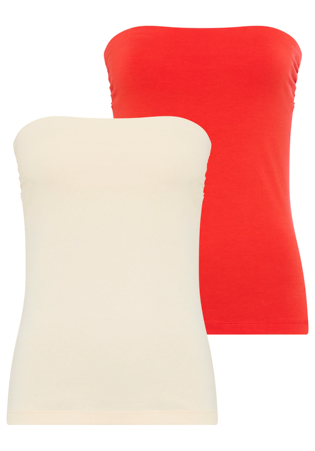 Melrose Bandeautop 2er-Pack, mit Raffung an der Naht, durchgestepptes Rumpfabschluss